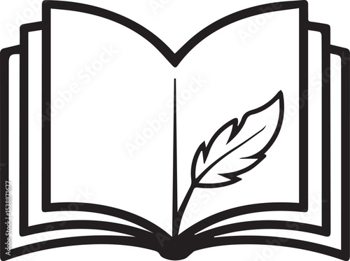 Continuous line drawing of an open book