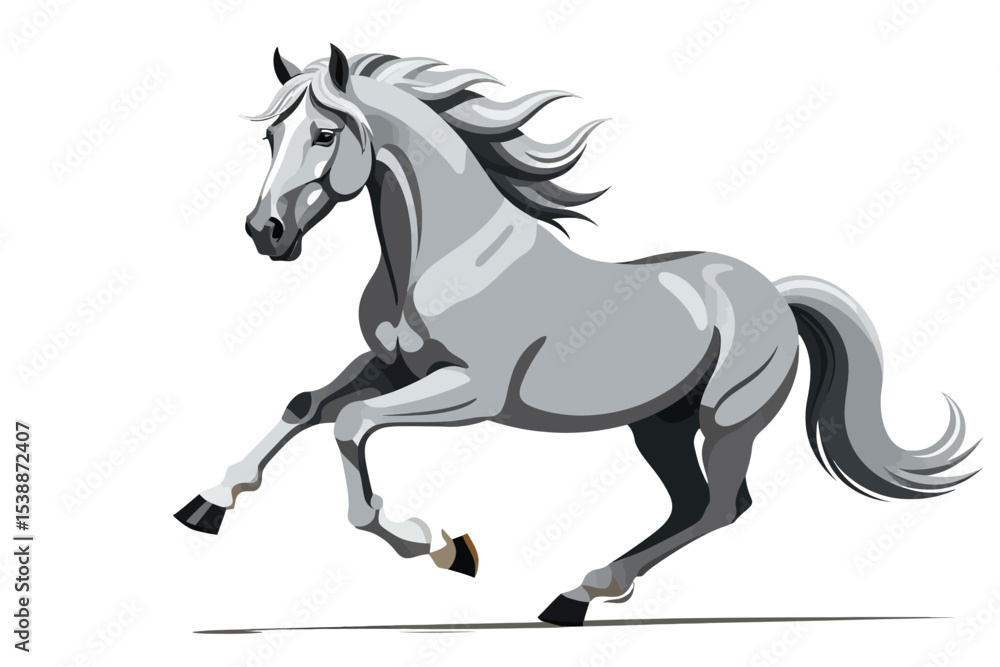 Majestic Grey Horse Illustration - Vector Art of a Galloping Stallion - Elegant Equine Design for Animal Lovers and Graphic Projects Majestic Grey Horse Illustration - Vector Art of a Galloping Stallion - Elegant Equine Design for Animal Lovers and Graphic Projects