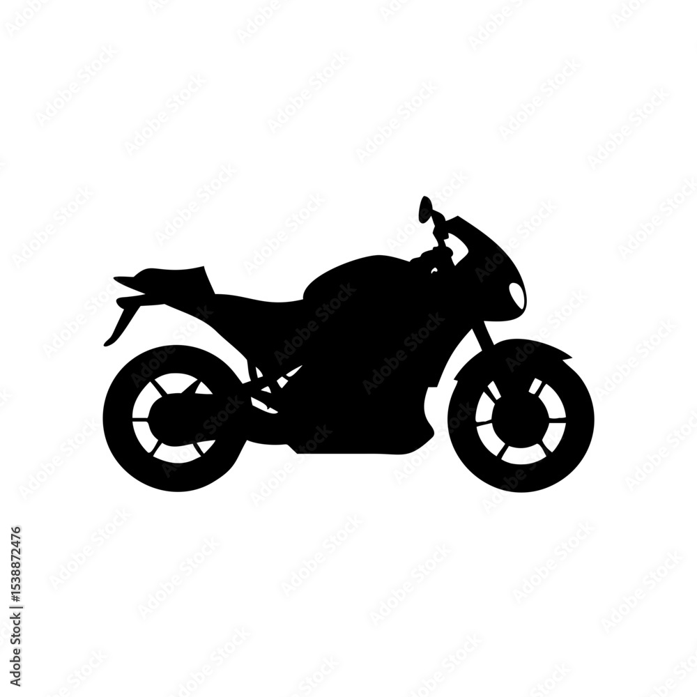 Obraz premium Sport Motorcycle Icon – Black Silhouette Racing Bike Vector Graphic
