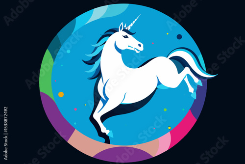 Majestic Unicorn Art-Colorful Fantasy Creature Illustration-Stunning White Unicorn Design-Mythical Animal Artwork-Digital Art Unicorn Image-Enchanting Unicorn Graphic