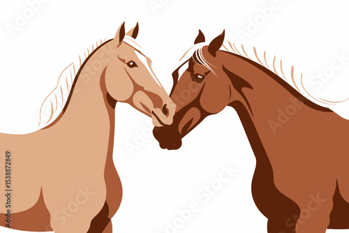 Two Horses in Love Illustration-Equine Art-Animal Lovers Gift-Horseback Riding-Stable Decor-Artwork for Horse Enthusiasts-Digital Art-Animal Illustration