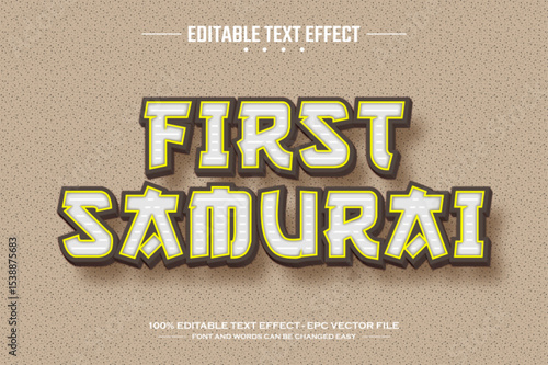 First samurai 3D editable text effect template