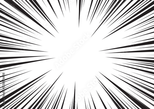 Manga comic explosion, motion or movement effect, vector background. Manga anime cartoon radial speed lines and abstract pattern for comic book burst, flash ray or explode bang action	