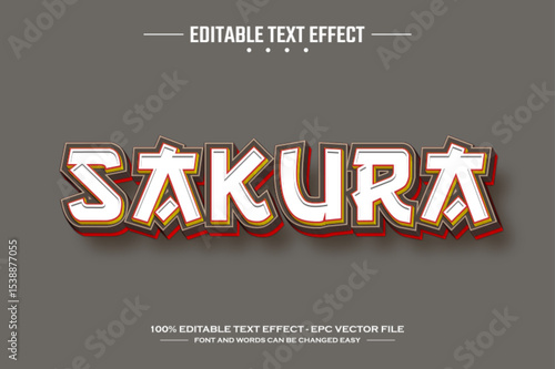 Sakura 3D editable text effect template