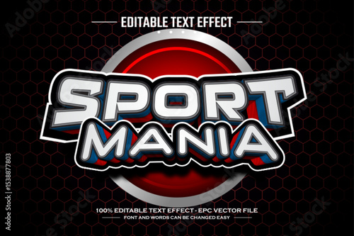 Sport mania 3D editable text effect template