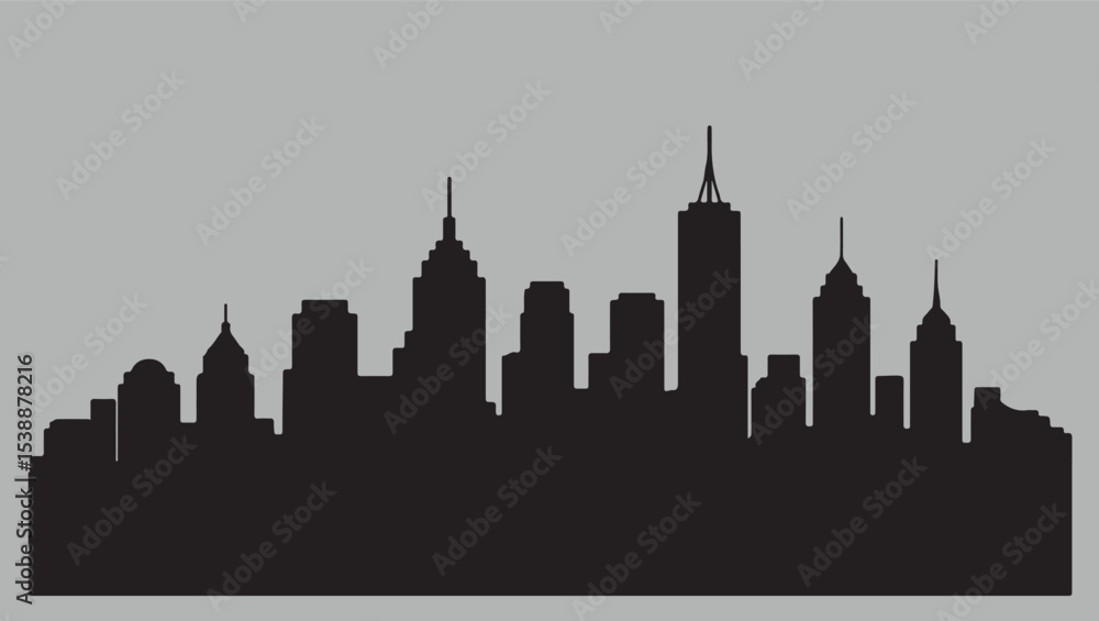 Naklejka premium Cityscape Silhouette Illustration