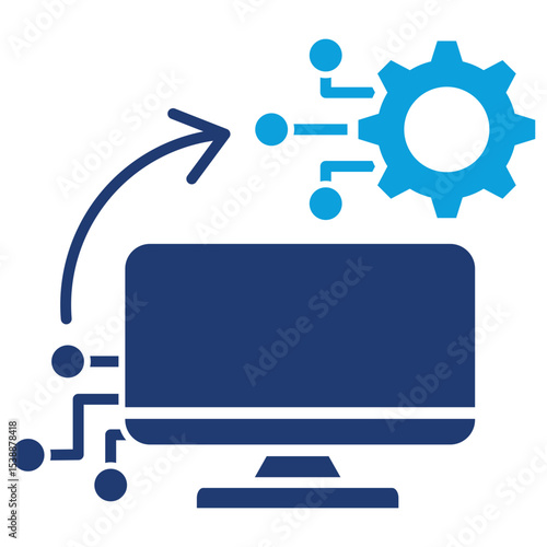 Distributed Control Flat Blue Icon