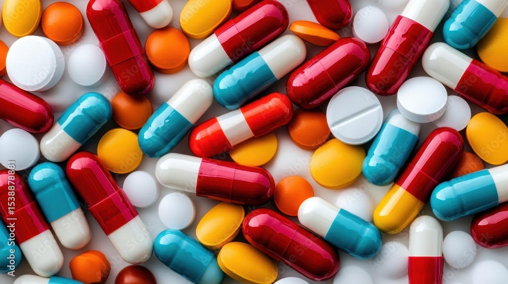 An array of vibrant pills and capsules artfully scattered, highlighting the variety of modern medications and their importance in contemporary health and wellness. An array of vibrant pills and capsules artfully scattered, highlighting the variety of modern medications and their importance in contemporary health and wellness.