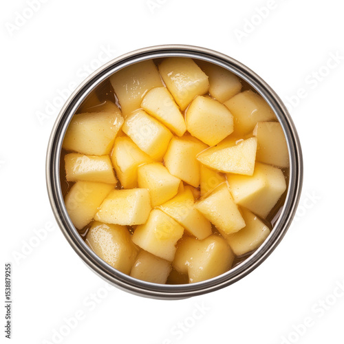 Freshly Cut Diced Pineapple in a Can, Perfect for Snacks and Desserts on transparent background