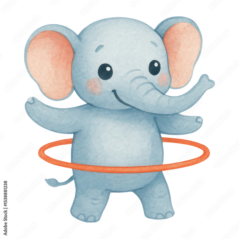 Fototapeta premium PNG Cute elephant hula hooping