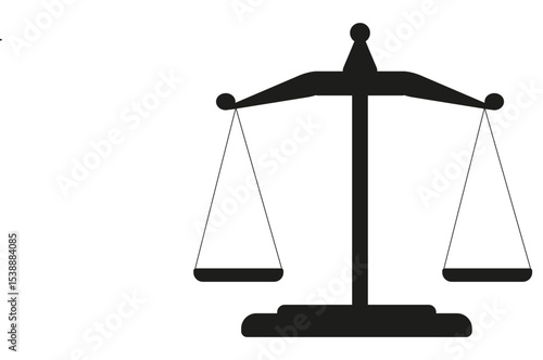 Justice scale icon. Balance law vector. Legal equality symbol. Court fairness shape.