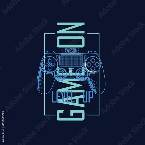 Game On Level Up Game pad console vector graphic
