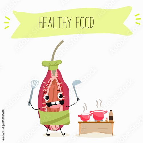 Cherry, fruit, dogwood, cornelian, cornus, funny cheerful characters. Vector hand drawn  illistration.