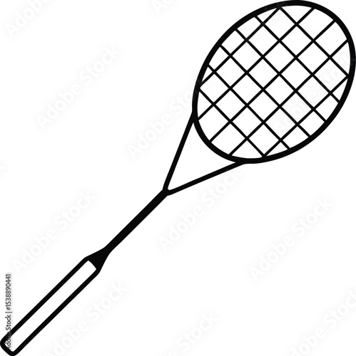 badminton racket icon line art vector illustration on transparent background