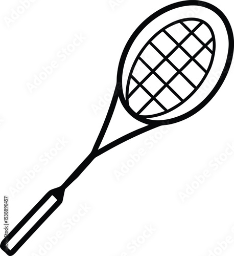 badminton racket icon line art vector illustration on transparent background