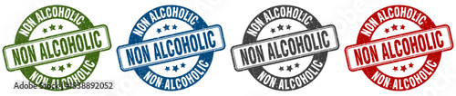 non alcoholic stamp. non alcoholic round stamp set isolated on white background