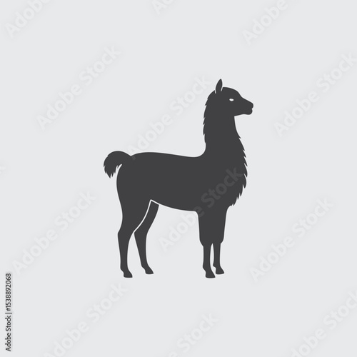 Majestic Llama Silhouette Elegant Animal Vector Graphic