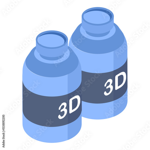 3D Printing Solid Powder and Resin Bottles isometric Concept , coatings or specialized application material vector Icon Design, additive manufacturing Stock illustration