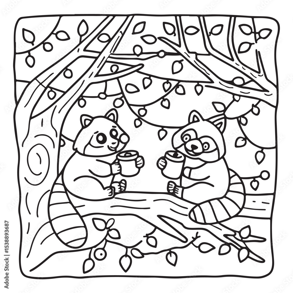 Fototapeta premium Little Cuddles – Bold and Easy Coloring Pages | Fun & Adorable Designs | Line art vector illustration | Cute and Comfy Coloring Page | Little Cuddles Animal coloring page