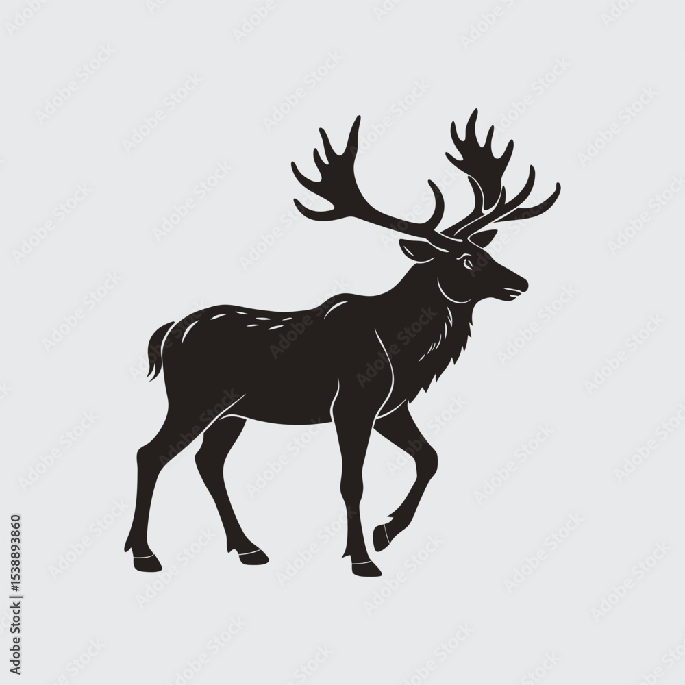Fototapeta premium Majestic Stag Silhouette Elegant Deer Vector Illustration