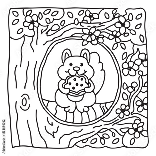 Little Cuddles – Bold and Easy Coloring Pages | Fun & Adorable Designs | Line art vector illustration | Cute and Comfy Coloring Page | Little Cuddles Animal coloring page