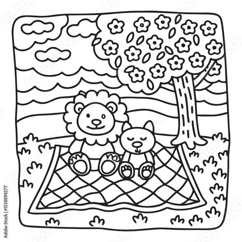 Little Cuddles – Bold and Easy Coloring Pages | Fun & Adorable Designs | Line art vector illustration | Cute and Comfy Coloring Page | Little Cuddles Animal coloring page