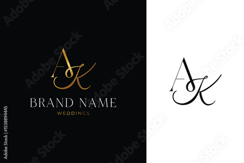 Elegant AK Wedding Monogram Logo and Luxury Wedding Brand Identity