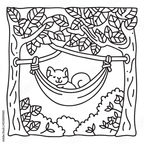 Little Cuddles – Bold and Easy Coloring Pages | Fun & Adorable Designs | Line art vector illustration | Cute and Comfy Coloring Page | Little Cuddles Animal coloring page