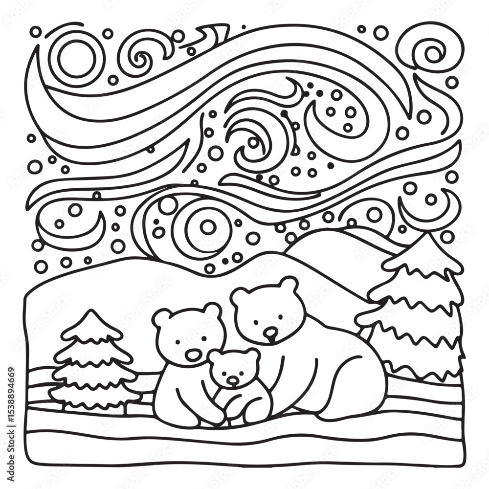 Naklejka premium Little Cuddles – Bold and Easy Coloring Pages | Fun & Adorable Designs | Line art vector illustration | Cute and Comfy Coloring Page | Little Cuddles Animal coloring page