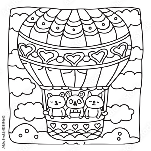 Little Cuddles – Bold and Easy Coloring Pages | Fun & Adorable Designs | Line art vector illustration | Cute and Comfy Coloring Page | Little Cuddles Animal coloring page