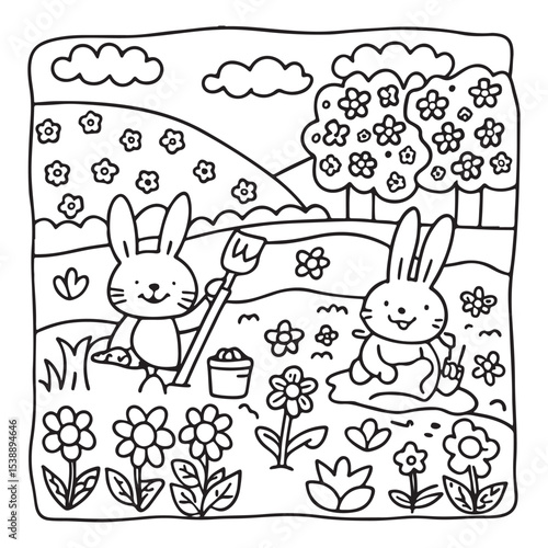 Little Cuddles – Bold and Easy Coloring Pages | Fun & Adorable Designs | Line art vector illustration | Cute and Comfy Coloring Page | Little Cuddles Animal coloring page