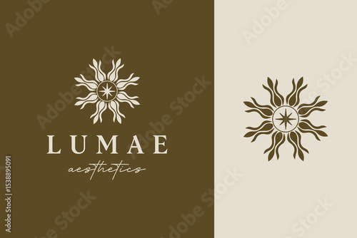 Boho Sun Logo for Skincare and Wellness Lumae Aesthetics Brand Identity