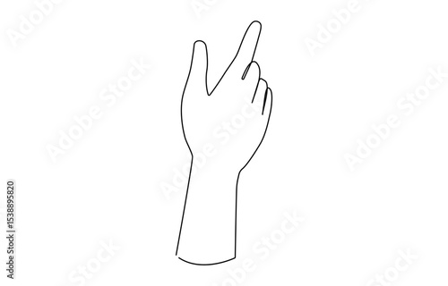 Hand showing five fingers outline drawing illustration. one continuous line drawing,  one continuous line drawing of human hand goodwill gesture.