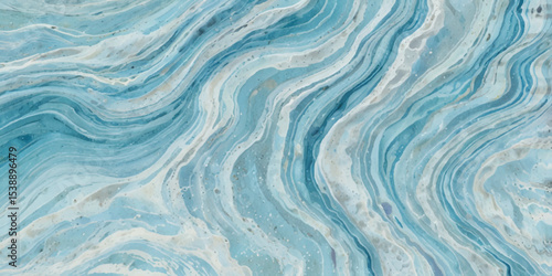 Blue ocean wave background. Blue and white water ocean background. Wavy line background. Hand drawn watercolour ocean background. Vector illustration