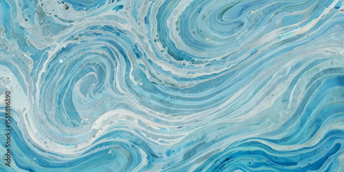 Abstract blue ocean sea surface water wave and curve line background. Vector illustration