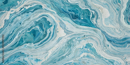 Abstract blue ocean sea surface water wave and curve line background. Vector illustration