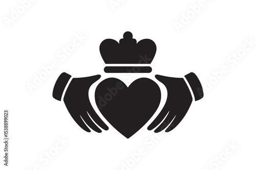 claddagh ring silhouette vector art illustration on white background