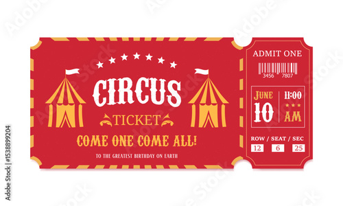 show invitation template, retro circus ticket with tent