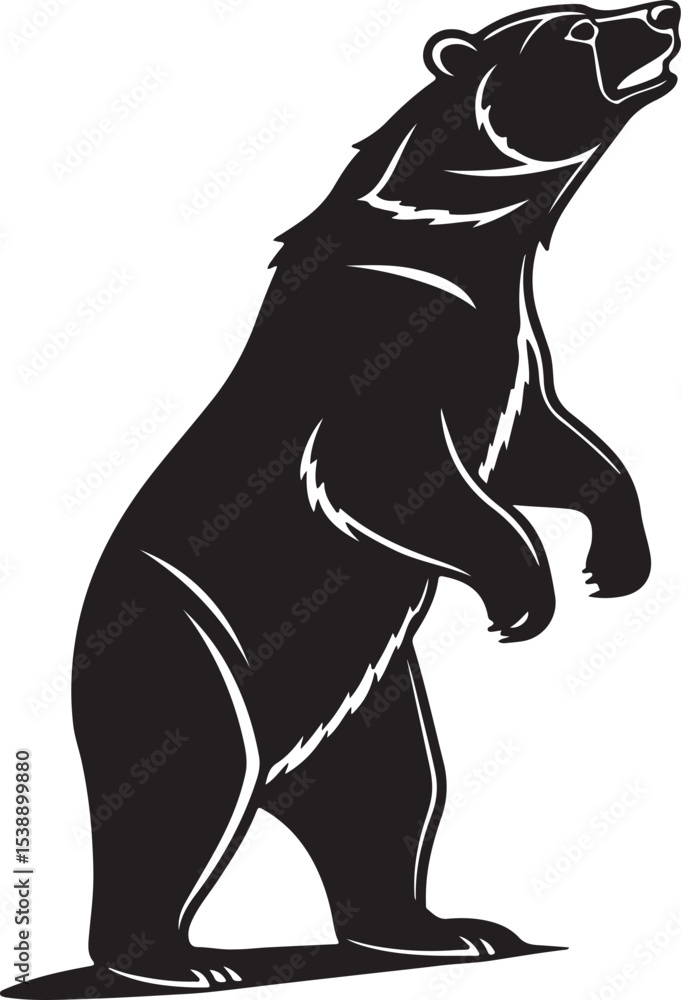 Obraz premium Bear vector art illustration silhouette image, Black bear silhouette vector illustration animal wildlife