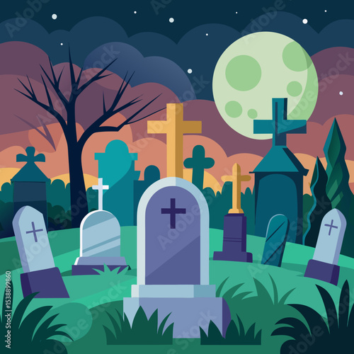 cemetery in the night