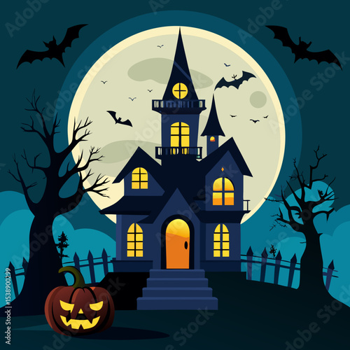halloween background with haunted house