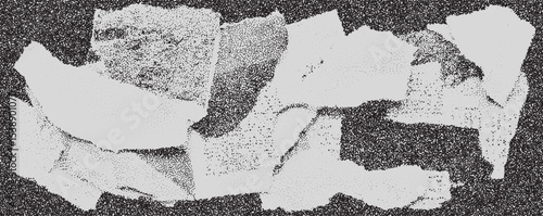 Abstract composition of textured shapes in monochrome contrasting tones displayed on a mottled dark background
