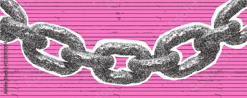 Exploring the symbolism of chains against a vibrant pink background in contemporary art