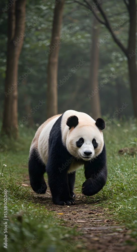 Obraz premium Panda Walking in Forest