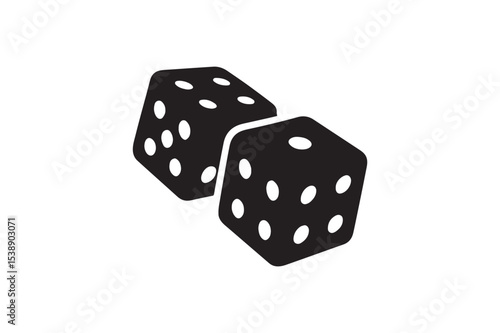 lucky dice silhouette vector art illustration on white background