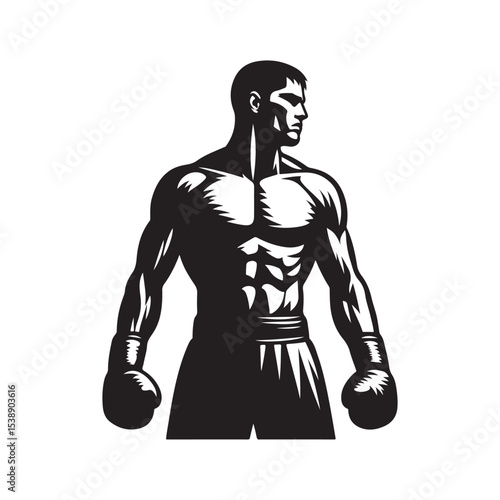 boxer vector silhouette clip art logo design illustration