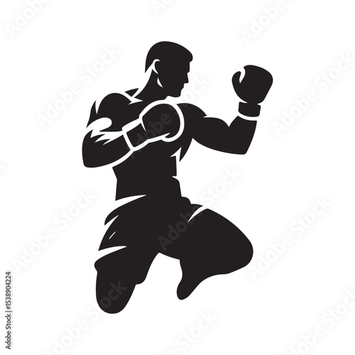 boxer vector silhouette clip art logo design illustration