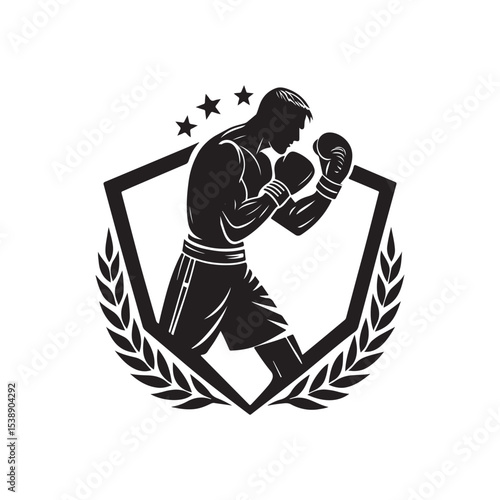 boxer vector silhouette clip art logo design illustration