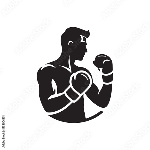 boxer vector silhouette clip art logo design illustration