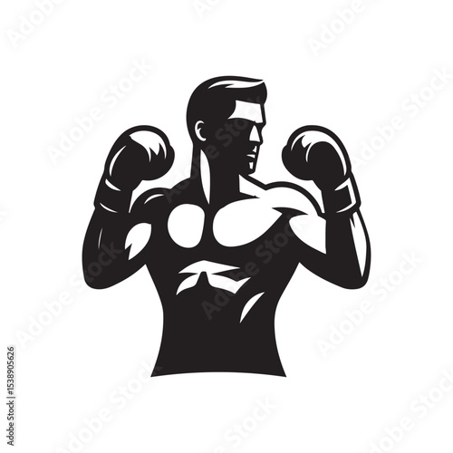 boxer vector silhouette clip art logo design illustration